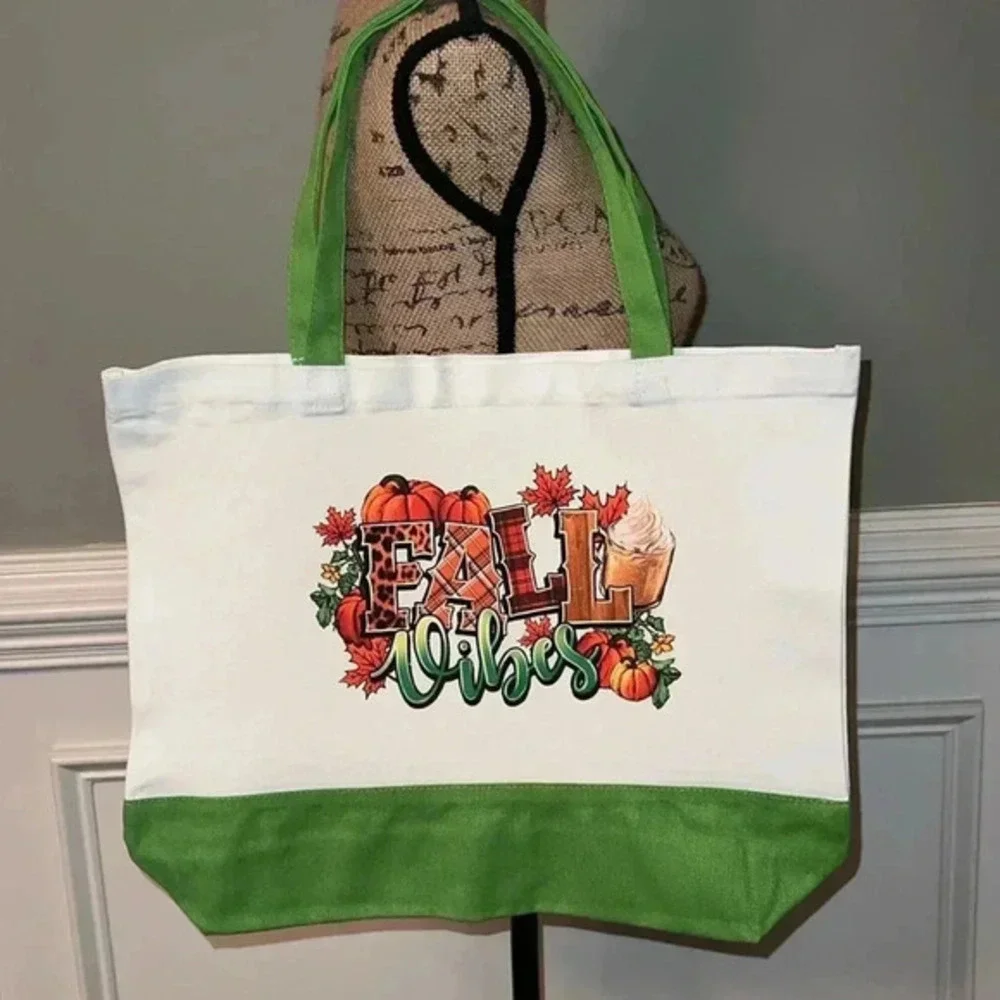 “Fall Vibes” Canvas Tote Bag - Fall/Autumn Design